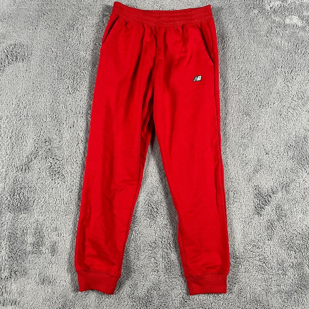 New Balance Sweatpants Youth M (10/12) Red Fleece Lined Elastic Waist Pull On